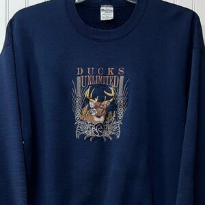 90s Ducks Unlimited Buck Deer Heavyweight Sweatshirt XL Vintage